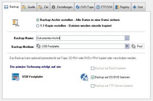 Z-DBackup Backup Setup für die Datenarchivierung auf M-Disk