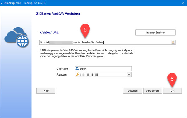 Z-DBackup Nextcloud URL konfiguration